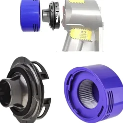 Motorbagdæksel og bageste HEPA-filter konverteringssæt kompatibel med Dyson V7 og V8, præcis pasform i ABS, 2 adaptere til håndstøvsugerreparation