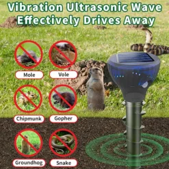 Muldvarpeafvisende ultralyds soldrevne soniske gnaverpigge, vandtætte, blink og vibrationer velegnet til græsplæne, gårdsplads, have Circle 6pack
