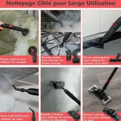Multifunktionel Damprenser 2000W COSTWAY til Sengebiller - 5 BAR - 15 Tilbehør og Manometre - Beholder 1,8L - 160°C - 4 Hjul - Rød Gul