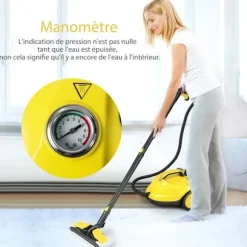 Multifunktionel Damprenser 2000W COSTWAY til Sengelus-5 BAR-15 Tilbehør og Manometre-Reservoir 1,8L-160°C-4 Hjul-Gul Gul