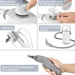 Multi-purpose damprenser bærbar håndholdt damprensemaskine med 1000 W effektgrå