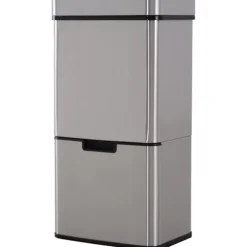 Nancy's Bozeman Prullenbak - Sensor Prullenbak - Afvalscheidingssysteem - 72 L - 3-Vaks - RVS - 42 x 30 x 81 cm - Zilver