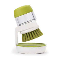 Opvaskebørste med sæbedispenser, genopfyldelig, til rengøring af køkken med opbevaringsstand green