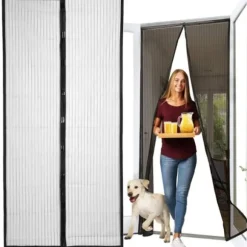 2-Pack Myggnät för dörr med magnetstängning. 210cm x 100cm Black