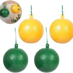 4-pak fluekugle frugtflue citrus stor frugtflue klæbrig bord frugtfluebold frugtbutik frugtflue sticky needle bifælde (gul + grøn)