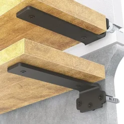 8-pak flydende hyldebeslag, 20 cm kraftige industrielle hyldebeslag, sorte metal L-beslag til hyldestøtte D 20cm 8pcs