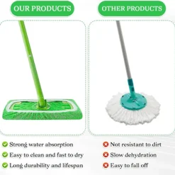10-pak gulvklude, kompatible med Swiffer Sweeper, til våd og tør brug, genanvendelige mikrofiberklude til alle gulvtyper, grønne 25x11,5 cm