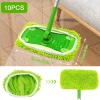 10-pak gulvmopper kompatible med Swiffer Sweeper til våd og tør brug, genanvendelige mikrofiberklude til alle gulvtyper, grøn 25x11,5 cm