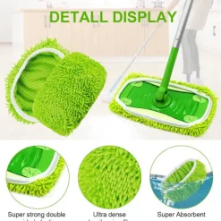 10-pak gulvmopper kompatible med Swiffer Sweeper til våd og tør brug, genanvendelige mikrofiberklude til alle gulvtyper, grøn 25x11,5 cm