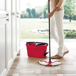 (2-pak) Kompatibel med Vileda moppehoveder (rød og hvid), 2-i-1
