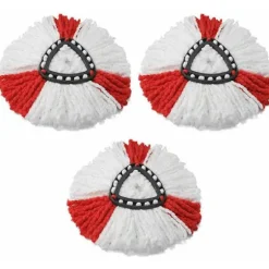 (Pakke med 4) Moppekabler kompatible med Vileda 2 i 1 Turbo Mop, udskiftning, mikrofiber, rød, hvid