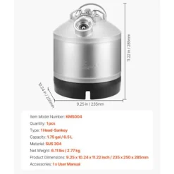 Rengøringstønde - DUOKU - KMS004 - Rustfrit Stål 304 - 6,5 L - Type D Tilslutninger