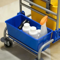 Rengøringsvogn med vridemaskine, 25 liters kapacitet, 4 hjul, gul