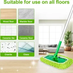 [RM]10-pak gulvmopper kompatible med Swiffer Sweeper til våd og tør brug, genanvendelige mikrofiberklude til alle gulvtyper, grøn 25x11,5 cm