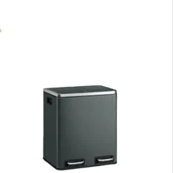 Rootz 2 x 15L affaldsseparationspedalbakke - dobbelt rum - genanvendelse kan - hygiejnisk stål - 41x36x (47-73,5) cm - 15 affaldsposer inkluderet