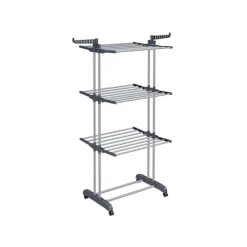 Rootz Grey Tørrestativ - Stål & Plast - Pladsbesparende design - Foldbart stativ - Stor tørrekapacitet - 64cm x 126cm x 172cm