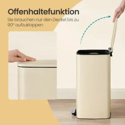 Rootz 30L Pedalaffald Bucket - Kitchen Bin - Papirkurv kan - Praktisk fodpedal - 34 x 28,5 x 54,4 cm