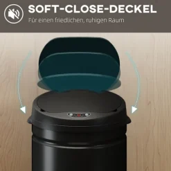 Rootz 50L sensor affaldsbeholder - Automatisk skraldespand - Berøringsfri beholder - Soft-Close funktion - Sort rustfrit stål