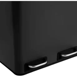 Rootz 54L skraldespand - Pedalspand - Genbrug - 3 rum - Soft-Close - Indvendige spande - Bærehåndtag - 61,5 x 31,5 x 56 cm - Sort