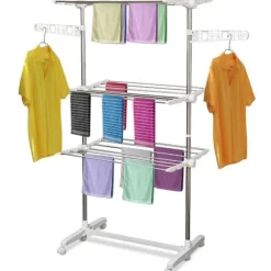 Rootz 3-lags foldbar mobil tøjlufter - Tørretumbler - Tørrestativ - Maksimal alsidighed - Pladsbesparende design - Nem mobilitet - 142L x 55W x 152H c | Fyndiq