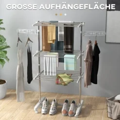 Rootz 3-lags foldbar mobil tøjlufter - Tørretumbler - Tørrestativ - Maksimal alsidighed - Pladsbesparende design - Nem mobilitet - 142L x 55W x 152H c | Fyndiq