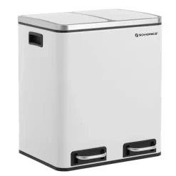 Rootz skraldespand - 30 L - Pedalspand - Indvendig beholder - 2x 15 L - Metal - Hvid - Affaldsseparering - Soft Close - Lufttæt - 41 x 36 x (47-73,5) | Fyndiq