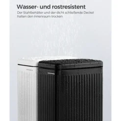 Rootz Steel Kosmetikbeholder - Makeupholder - PP-plastspand - 10 liters kapacitet - 33,5 cm x 16,8 cm x 34,5 cm - Blæk sort