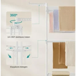 Rootz 4-trins tørrestativ med hjul - Tørrestativ - Tøjvask - Stål og plastik - 63,5 cm x 128 cm x 173 cm