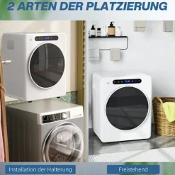 Rootz tørretumbler - Kompakt tørretumbler - Minitørrer - Touch Control - 49cm x 43cm x 61cm - 6 programmer, 4 kg Kapacitet, Hvid