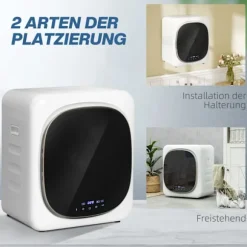 Rootz Tumble Dryer - Tøjtørrer - Ventet tørretumbler - UV -desinfektion - Kompakt 4 kg kapacitet - 48 cm x 40 cm x 56 cm - Rustfrit stål - Hvid