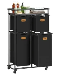 Rootz vaskeri -kurv - vaskeri - Hæmmer med hjul - 150L kapacitet - let mobilitet - 72,4 cm x 33 cm x 109,1 cm