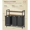 Rootz vasketøjskurv 3 rum med 2 hylder - Vintage opbevaringsenhed - MDF stål - Oxford klud - 92,5 cm x 33 cm x 92 cm