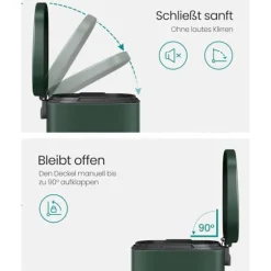 Rootz Vintage Green Steel skraldespand - Skraldespand - Affaldskurv - Stål- og plastkonstruktion - 43,2 cm x 37,1 cm x 63,2 cm