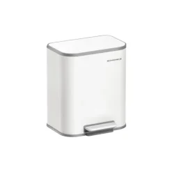 Rootz White skraldespand - Affaldsbeholder - Skraldespand - Stål & PP-plast - 36,6 cm x 30 cm x 42,5 cm - 20L Kapacitet. Perfekt til hjemmet eller kon | Fyndiq