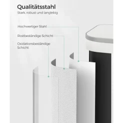 Rootz White skraldespand - Affaldsbeholder - Skraldespand - Stål & PP-plast - 36,6 cm x 30 cm x 42,5 cm - 20L Kapacitet. Perfekt til hjemmet eller kon | Fyndiq