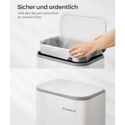 Rootz White skraldespand - Affaldsbeholder - Skraldespand - Stål & PP-plast - 36,6 cm x 30 cm x 42,5 cm - 20L Kapacitet. Perfekt til hjemmet eller kon | Fyndiq