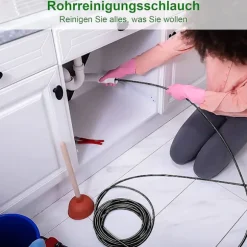 Rørrensningsslange, 20 M, 180 Bar, Højtryksslange Med Adapter, Rørrensningssæt Til Krcher Højtryksrenser