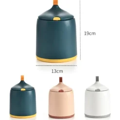 (Rund Kegle - Blå) 2 Liter / 0,5 Gallon Mini Skraldespand med Tryklåg - Kompakt Affaldskurv til Skrivebord, Bordplade, Sofabord eller Køkkenbord
