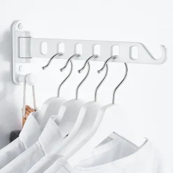 Sammenfoldelig tørrestativ Vægmonteret teleskopisk tøjstativ white 1pc