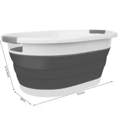 Sammenfoldelig Vasketøjskurv / Balje - Foldbar Kurv 25L Grey