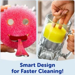 Scrub Daddy 6 Scrub Mommy køkkensvamp og 1 Papa Box svampeholder - Bestik ridsefast, multifunktionel rengøring