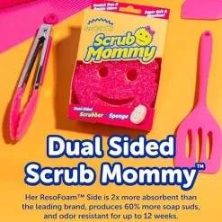 Scrub Daddy 6 Scrub Mommy køkkensvamp og 1 Papa Box svampeholder - Bestik ridsefast, multifunktionel rengøring
