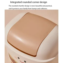 Sød Skrivebords Affaldskurv med Låg (Beige) (1 stk)
