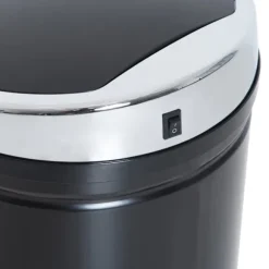 Sensor skraldespand 42L, elektrisk automatisk skraldespand med låg, rustfri, til badeværelse, kontor, køkken, spisestue, stål, sort