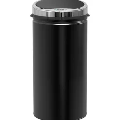 Sensor skraldespand 42L, elektrisk automatisk skraldespand med låg, rustfri, til badeværelse, kontor, køkken, spisestue, stål, sort