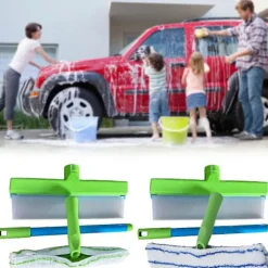 Silikone Vandblade Rensesæt Genanvendelige Glasrenseværktøjer med Silikoneskraber Mikrofiber Skrubber til Professionel Autopleje (FMY) Green