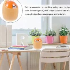 Skrivebords papirkurv Sød Lille Mini Bord Spisebord Skrivebord Hjem Stue Sofabord Kreativ Med Låg (1 stk)