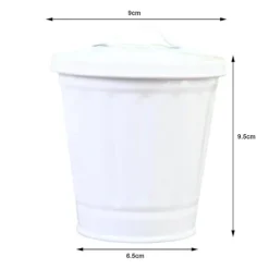 Skrivebordsaffaldsspand med låg, spandform, lækagesikker, stor åbning, skraldespand BY White One Size