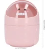 Skrivebordsaffaldsspand, sød papirkurv med låg til badeværelsesbord, skrivebord, bord, sofabord (pink)