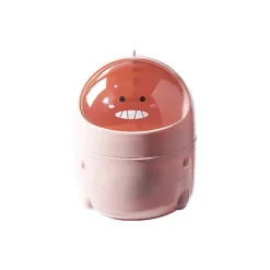 Skrivebordsaffaldsspand, sød papirkurv med låg til badeværelsesbord, skrivebord, bord, sofabord (pink)